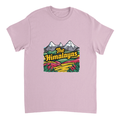 light pink Himalayas Unisex Travel T-Shirt perfect for travelers and gift seekers