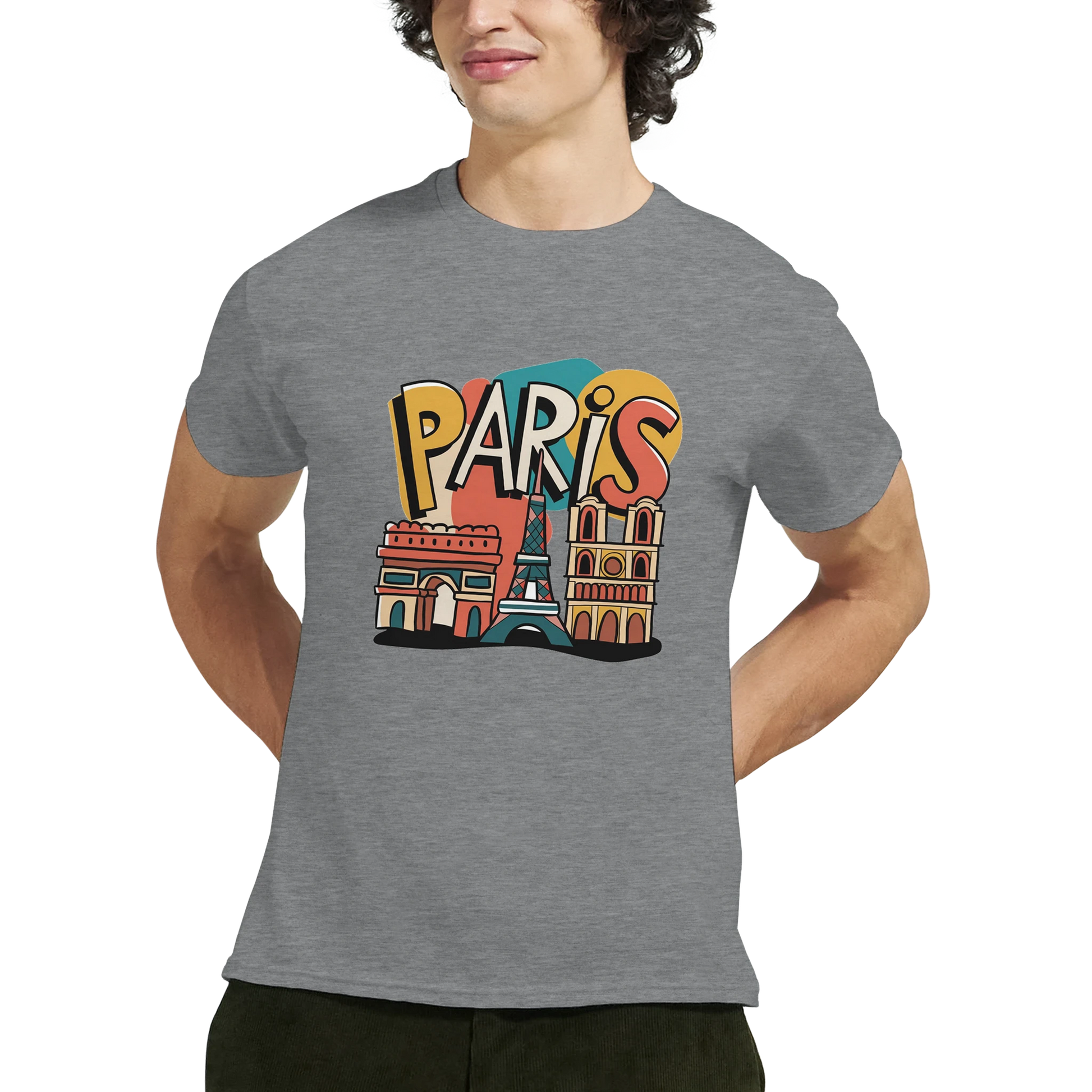 Paris France Unisex Travel T-Shirt featuring a man perfect for travelers and gift seekers