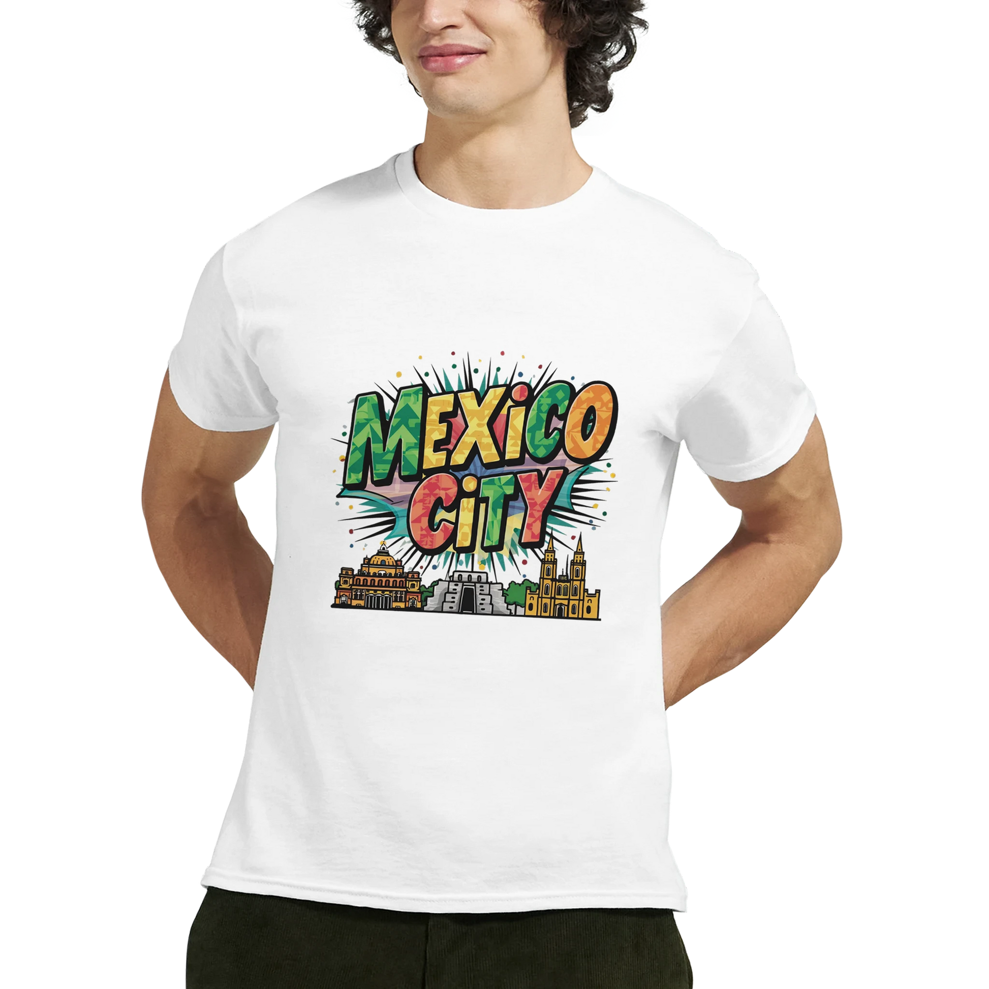 Mexico City Unisex Travel T-Shirt featuring a man perfect for travelers and gift seekers