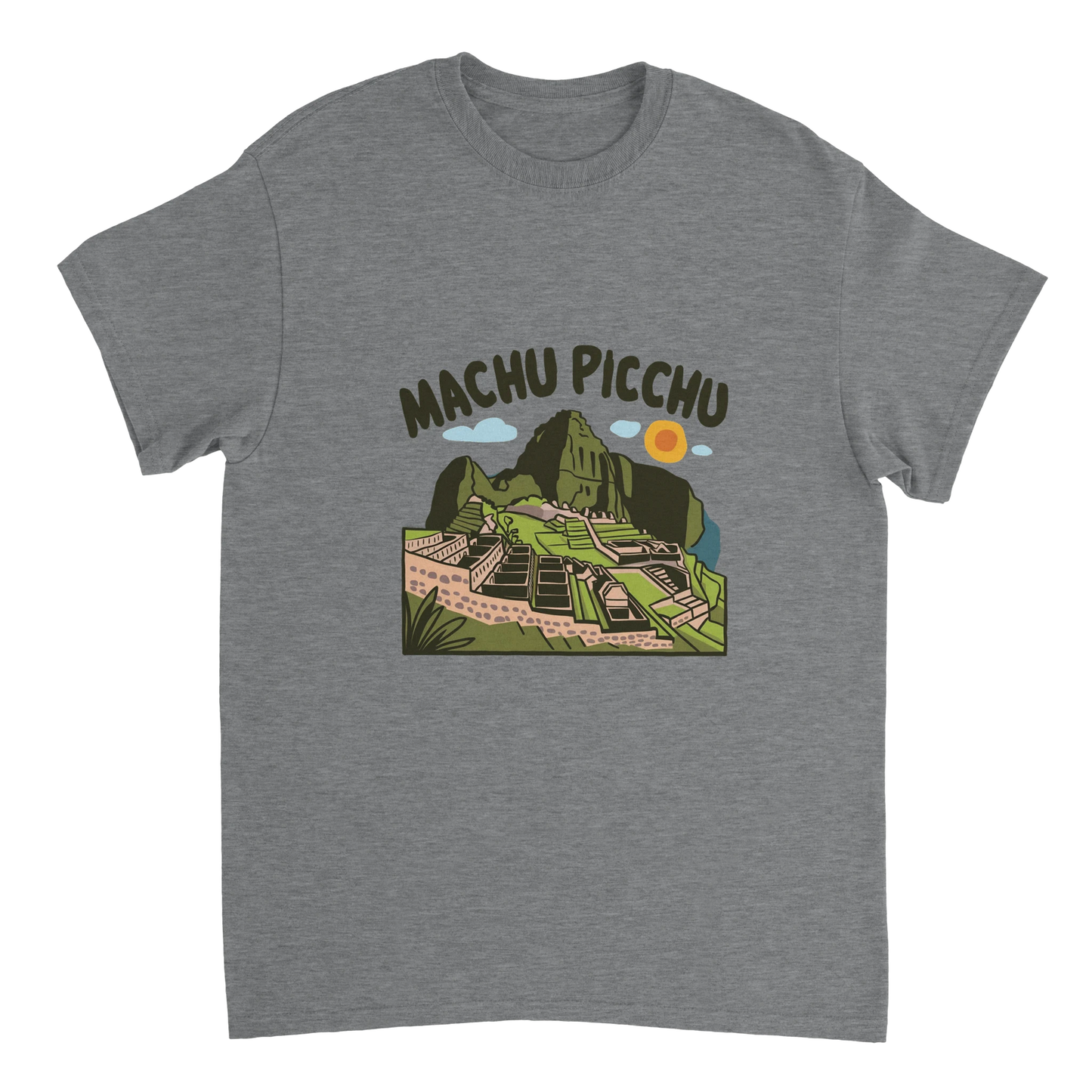 sport grey Machu Picchu Unisex Travel T-Shirt perfect for travelers and gift seekers