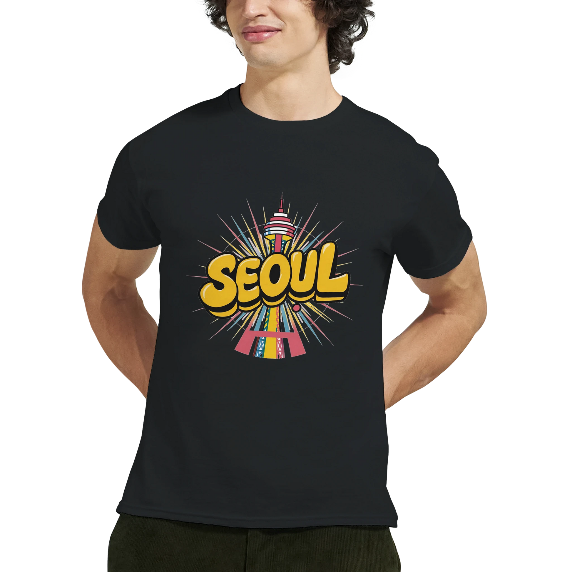 Seoul South Korea Unisex Travel T-Shirt featuring a man perfect for travelers and gift seekers