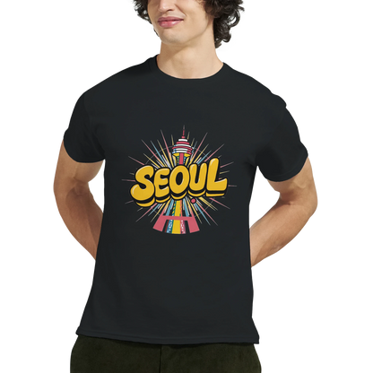 Seoul South Korea Unisex Travel T-Shirt featuring a man perfect for travelers and gift seekers