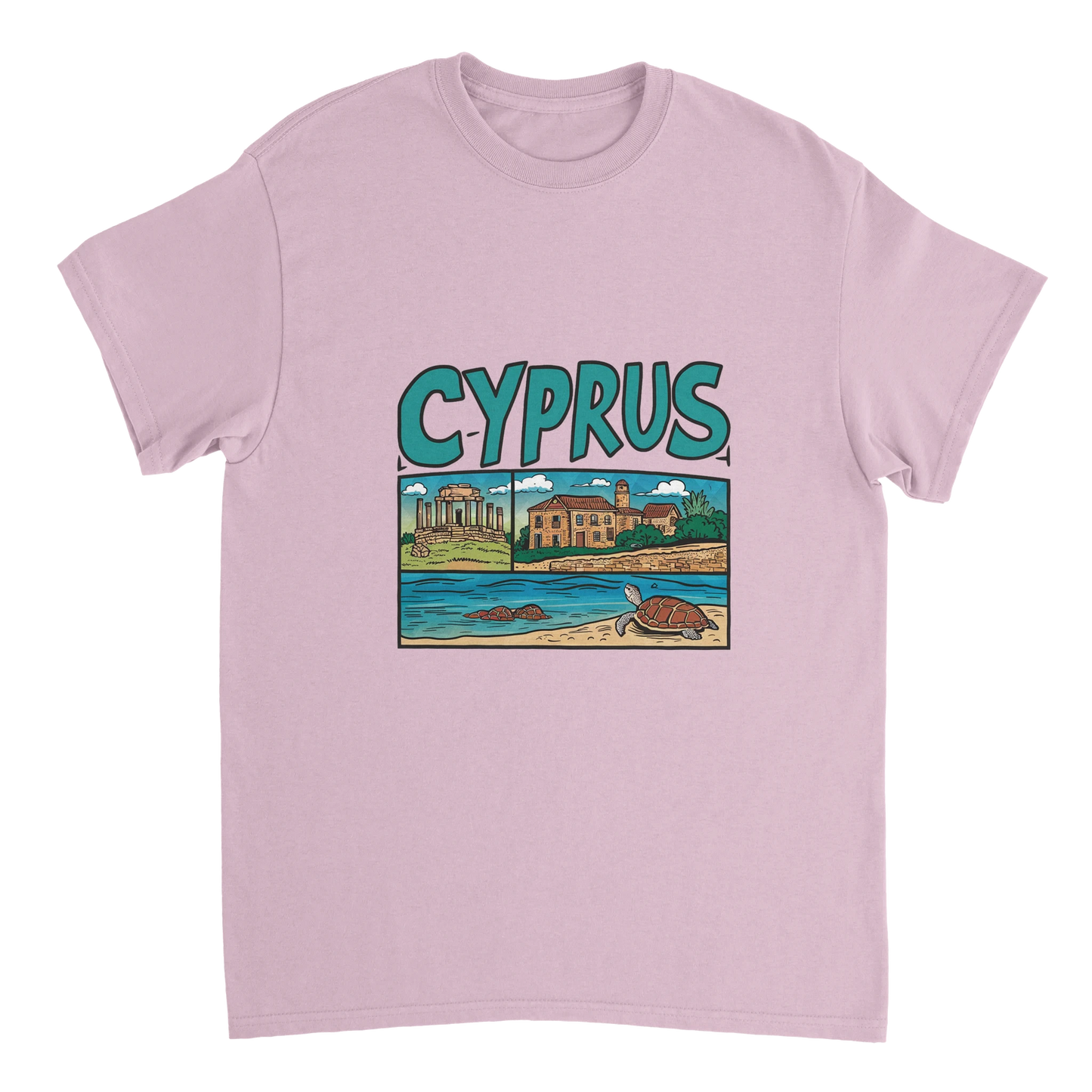 light pink Cyprus Unisex Travel T-Shirt perfect for travelers and gift seekers