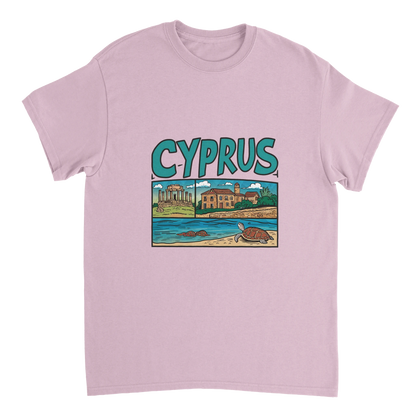 light pink Cyprus Unisex Travel T-Shirt perfect for travelers and gift seekers