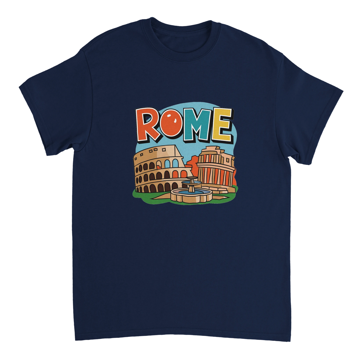 navy Rome Italy Unisex Travel T-Shirt perfect for travelers and gift seekers