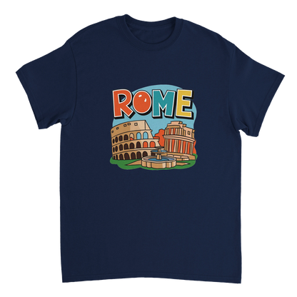 navy Rome Italy Unisex Travel T-Shirt perfect for travelers and gift seekers