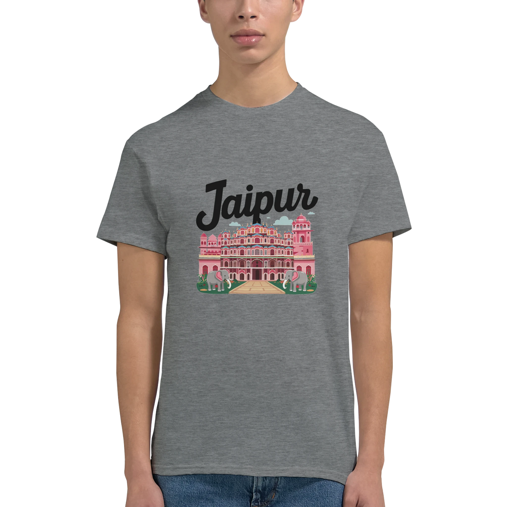 Jaipur India Unisex Travel T-Shirt featuring a man perfect for travelers and gift seekers
