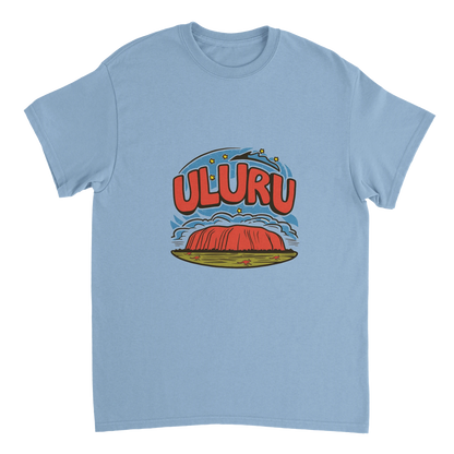light blue Uluru Australia Unisex Travel T-Shirt perfect for travelers and gift seekers