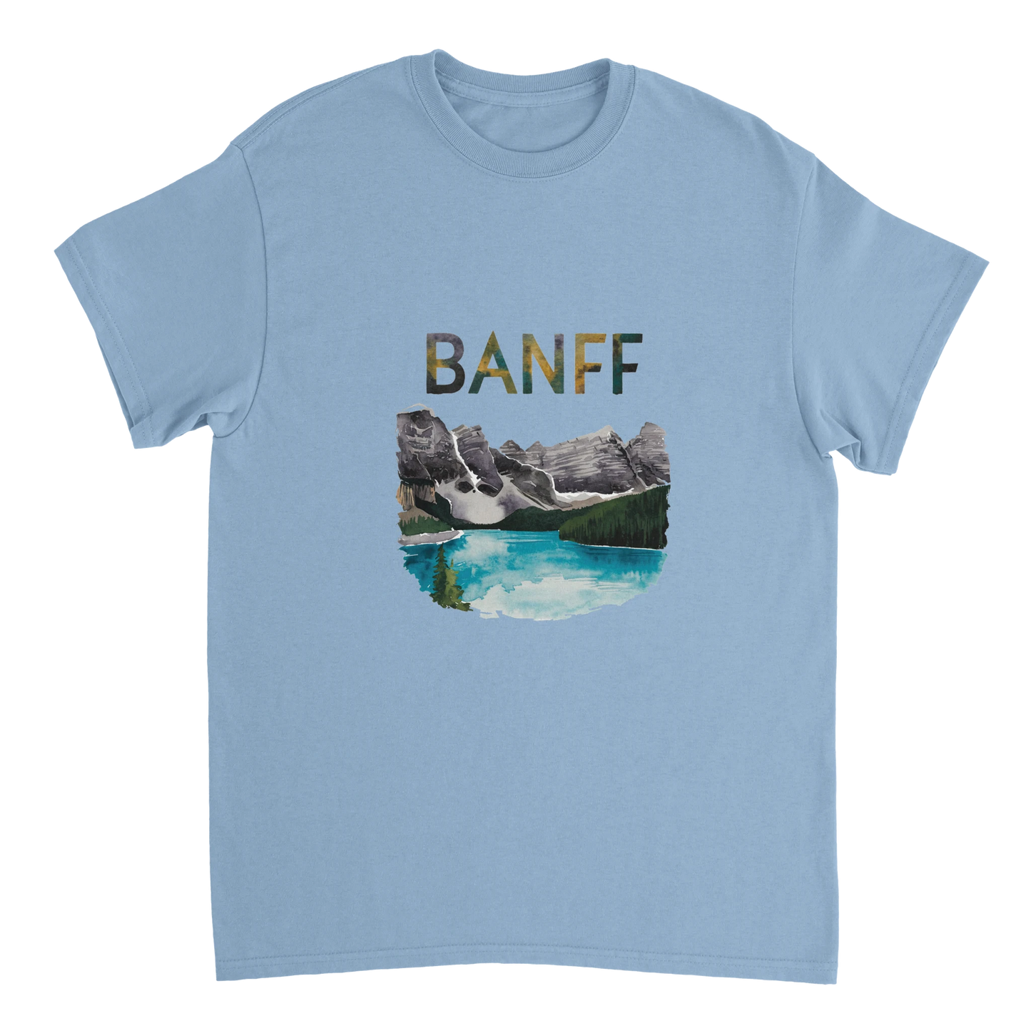 light blue Banff Canada Unisex Travel T-Shirt perfect for travelers and gift seekers