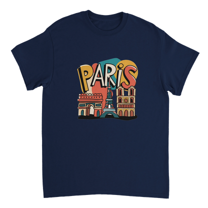 navy Paris France Unisex Travel T-Shirt perfect for travelers and gift seekers