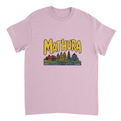 light pink Mathura India Unisex Travel T-Shirt perfect for travelers and gift seekers