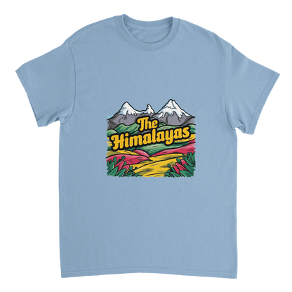 light blue Himalayas Unisex Travel T-Shirt perfect for travelers and gift seekers