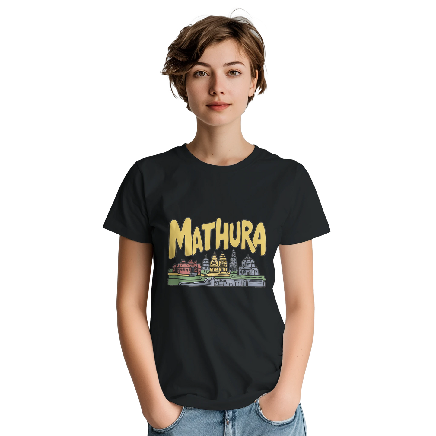 Mathura India Unisex Travel T-Shirt featuring a person perfect for travelers and gift seekers