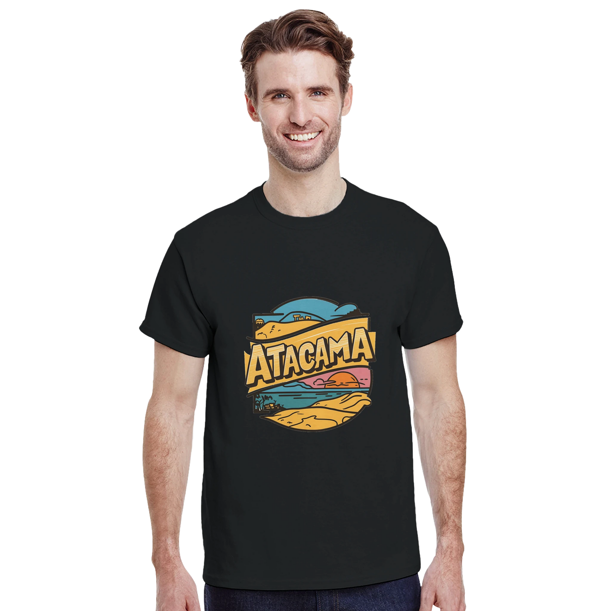Atacama Chile Unisex Travel T-Shirt featuring a man perfect for travelers and gift seekers