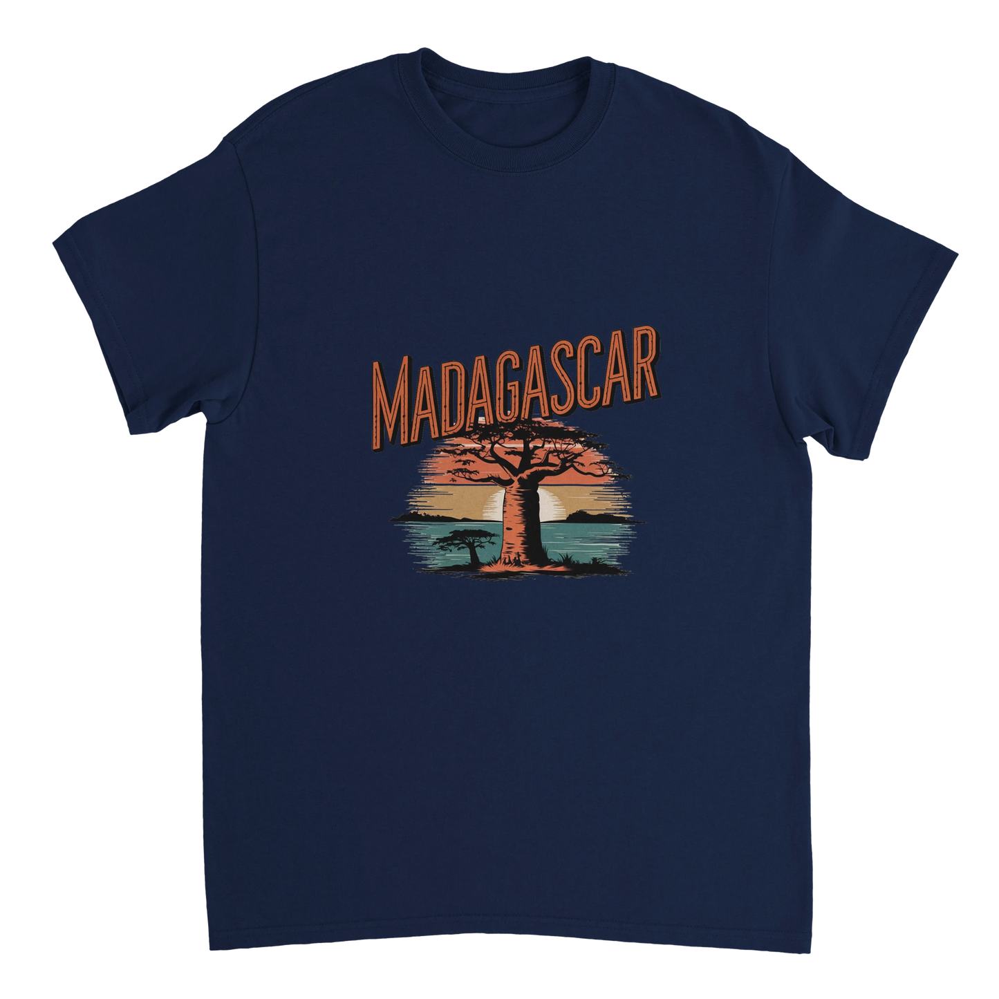 navy Madagascar Unisex Travel T-Shirt perfect for travelers and gift seekers