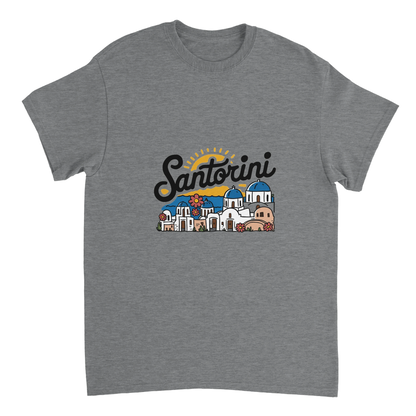 sport grey Santorini Greece Unisex Travel T-Shirt perfect for travelers and gift seekers