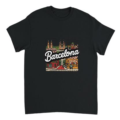black Barcelona Spain Unisex Travel T-Shirt perfect for travelers and gift seekers