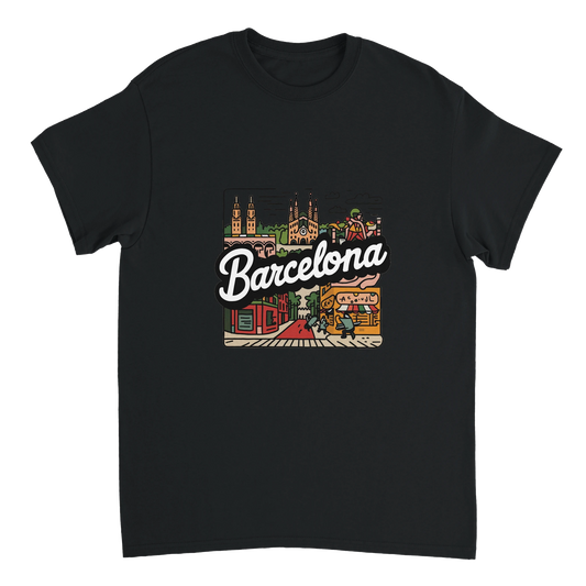 black Barcelona Spain Unisex Travel T-Shirt perfect for travelers and gift seekers