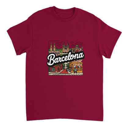 cardinal red Barcelona Spain Unisex Travel T-Shirt perfect for travelers and gift seekers