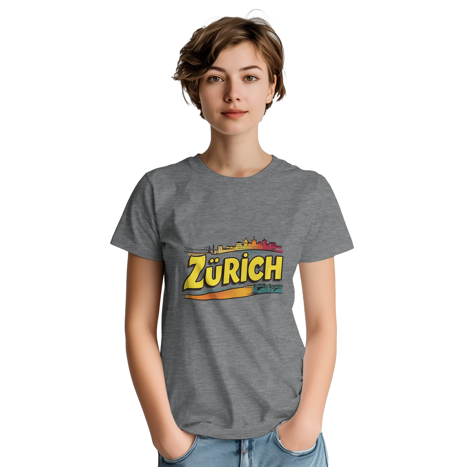 Zurich Switzerland Unisex Travel T-Shirt featuring a person perfect for travelers and gift seekers