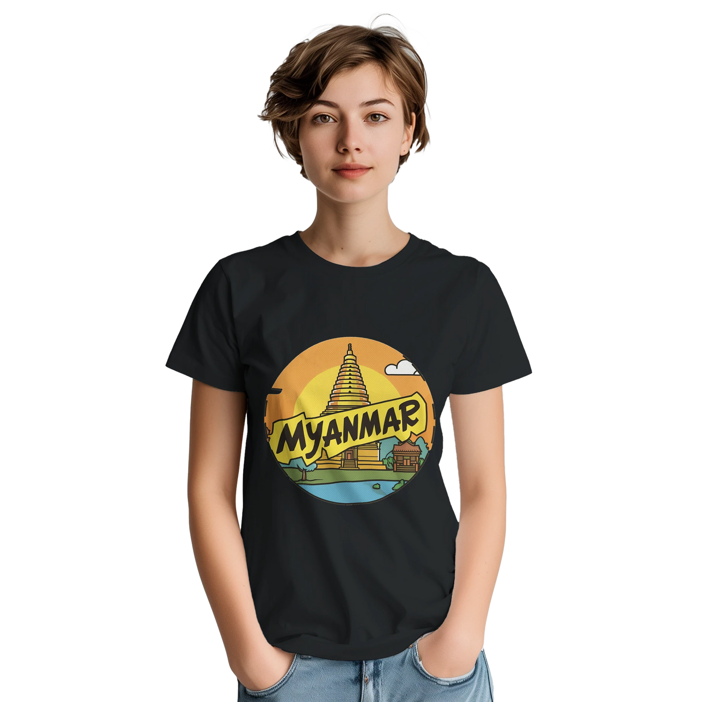 Myanmar Unisex Travel T-Shirt featuring a person perfect for travelers and gift seekers