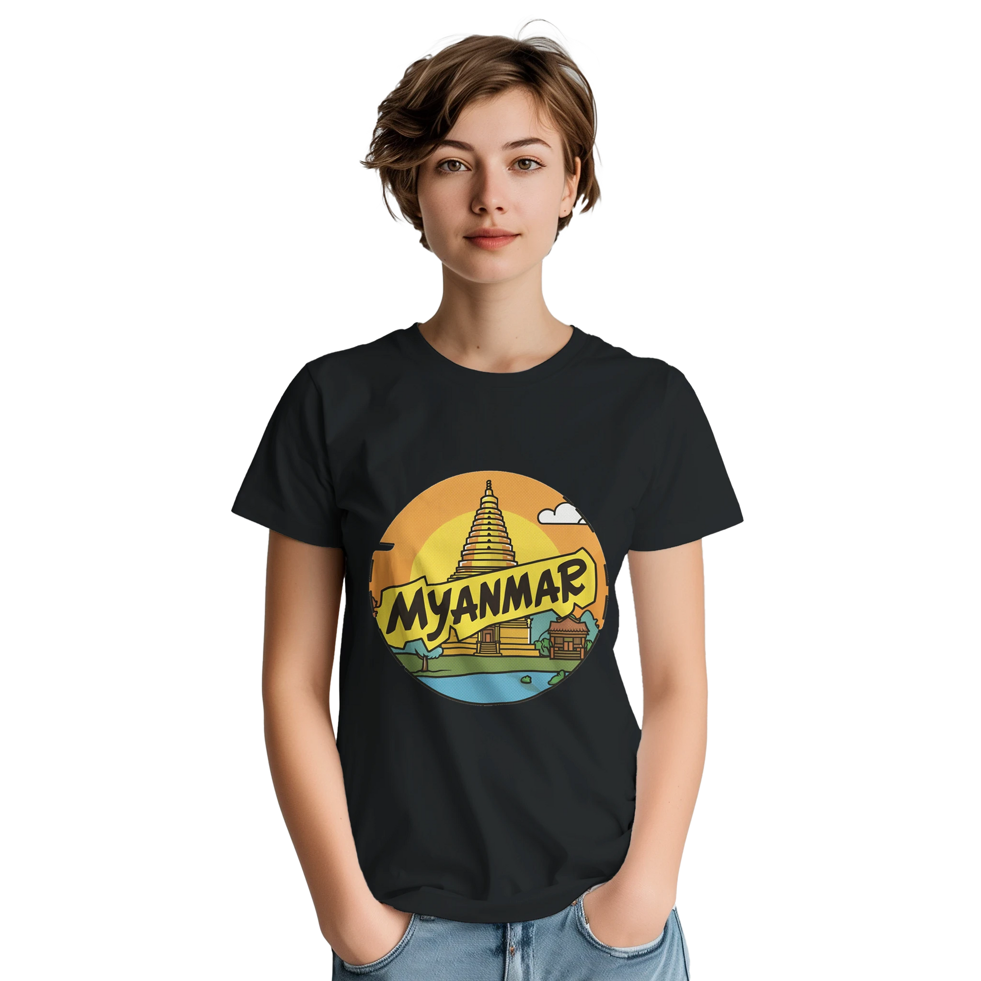 Myanmar Unisex Travel T-Shirt featuring a person perfect for travelers and gift seekers