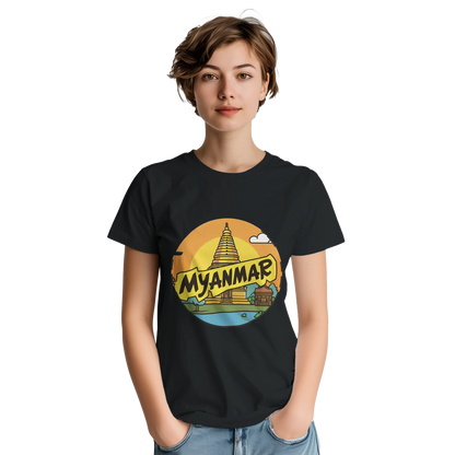 Myanmar Unisex Travel T-Shirt featuring a person perfect for travelers and gift seekers