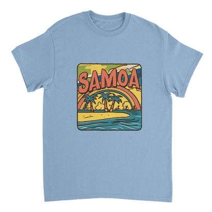 light blue Samoa Unisex Travel T-Shirt perfect for travelers and gift seekers