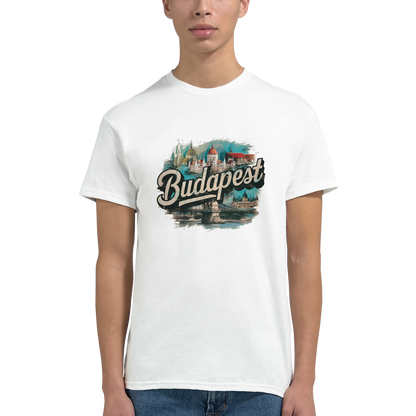 Budapest Hungary Unisex Travel T-Shirt featuring a man