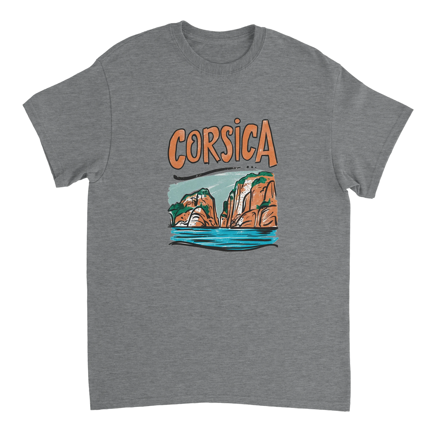 sport grey Corsica Unisex Travel T-Shirt perfect for travelers and gift seekers
