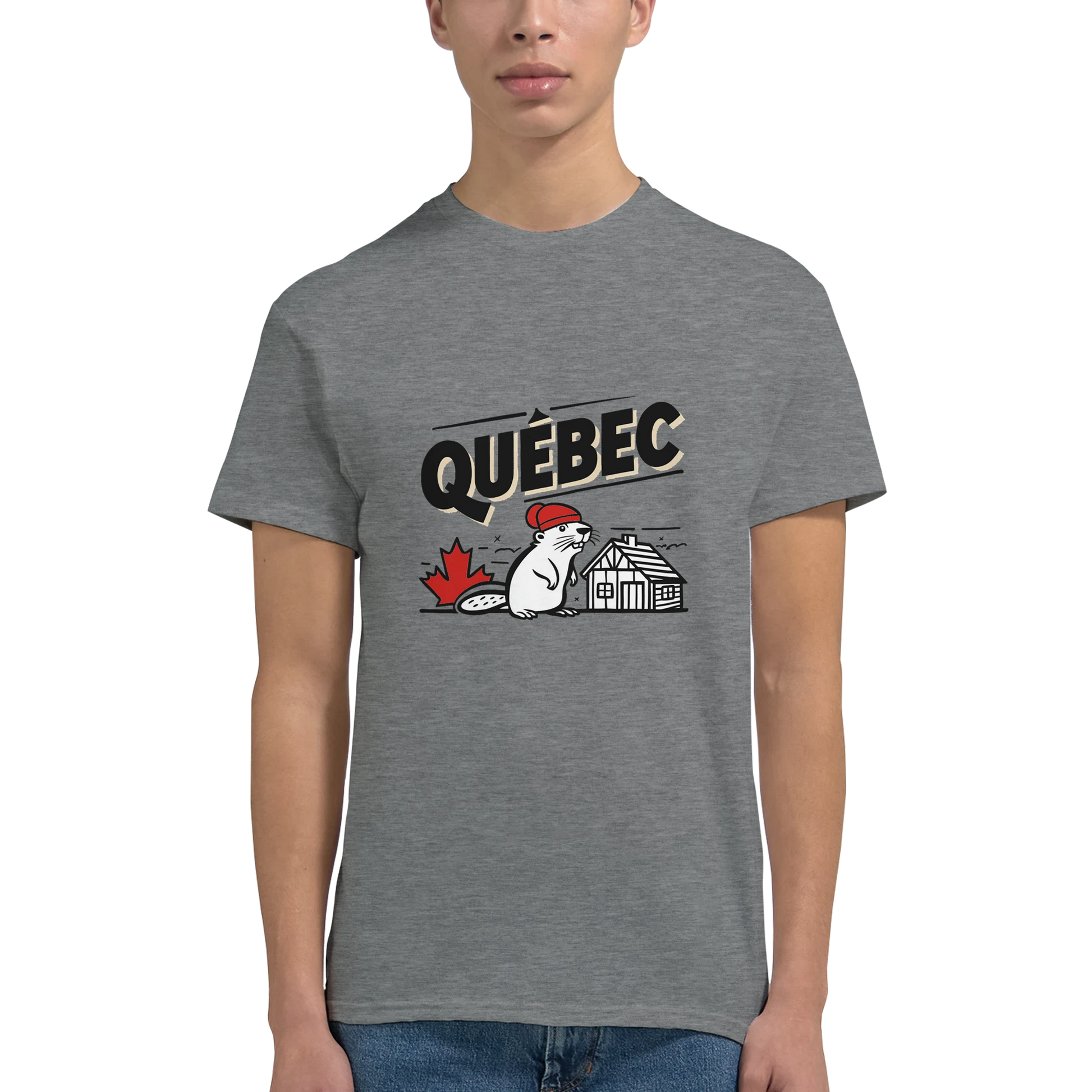 Quebec Canada Unisex Travel T-Shirt featuring a man perfect for travelers and gift seekers