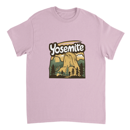 light pink Yosemite USA Unisex Travel T-Shirt perfect for travelers and gift seekers