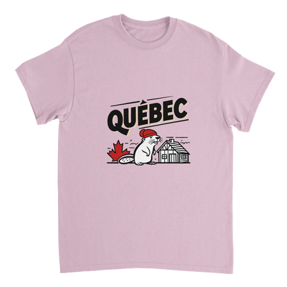 light pink Quebec Canada Unisex Travel T-Shirt perfect for travelers and gift seekers