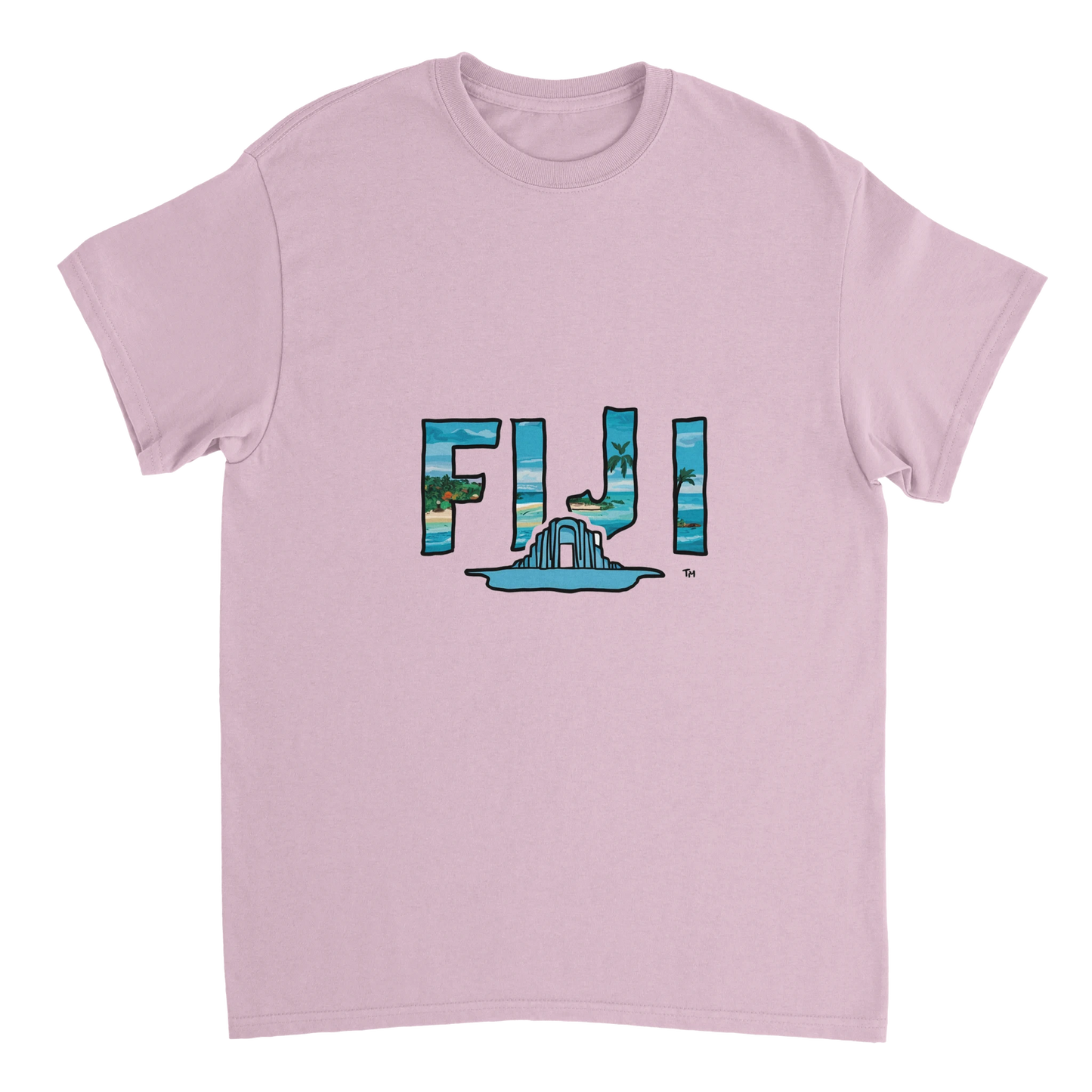 light pink Fiji Unisex Travel T-Shirt perfect for travelers and gift seekers