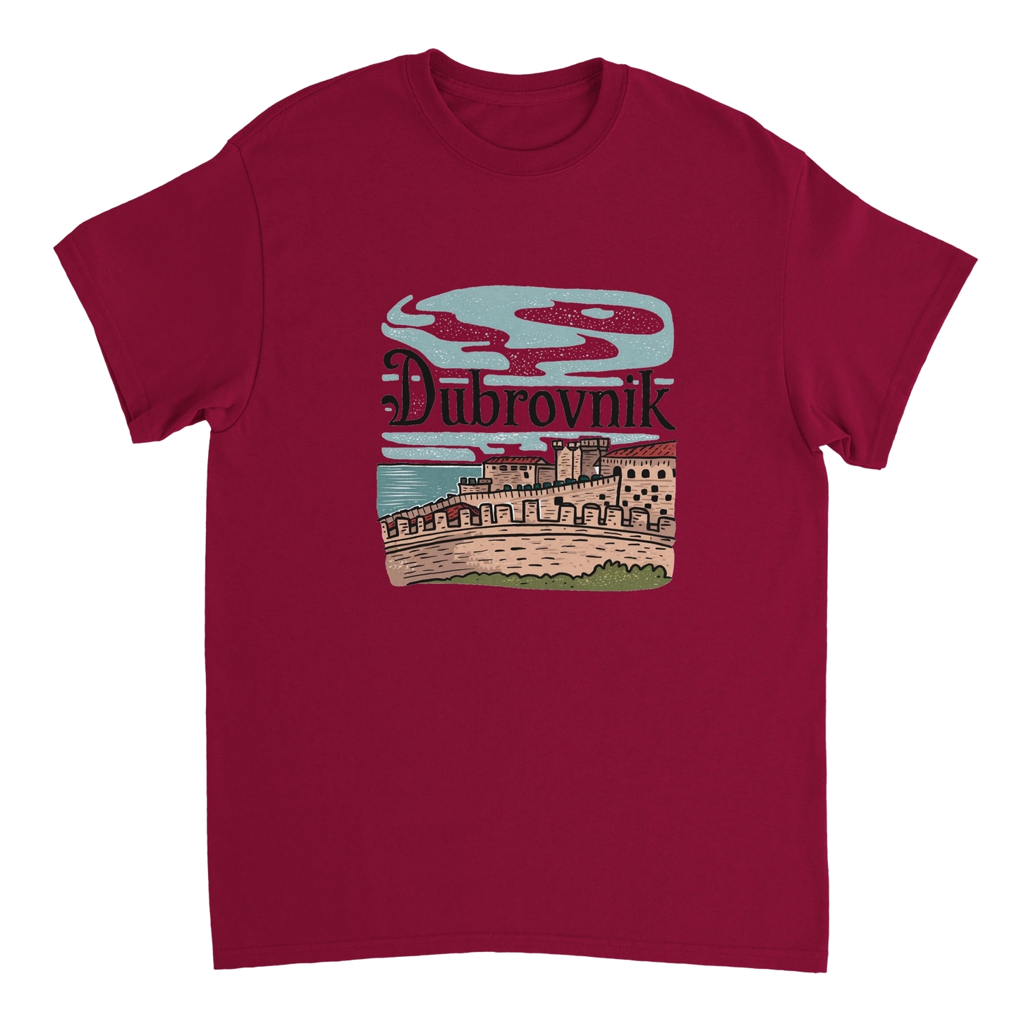 cardinal red Dubrovnik Croatia Unisex Travel T-Shirt perfect for travelers and gift seekers