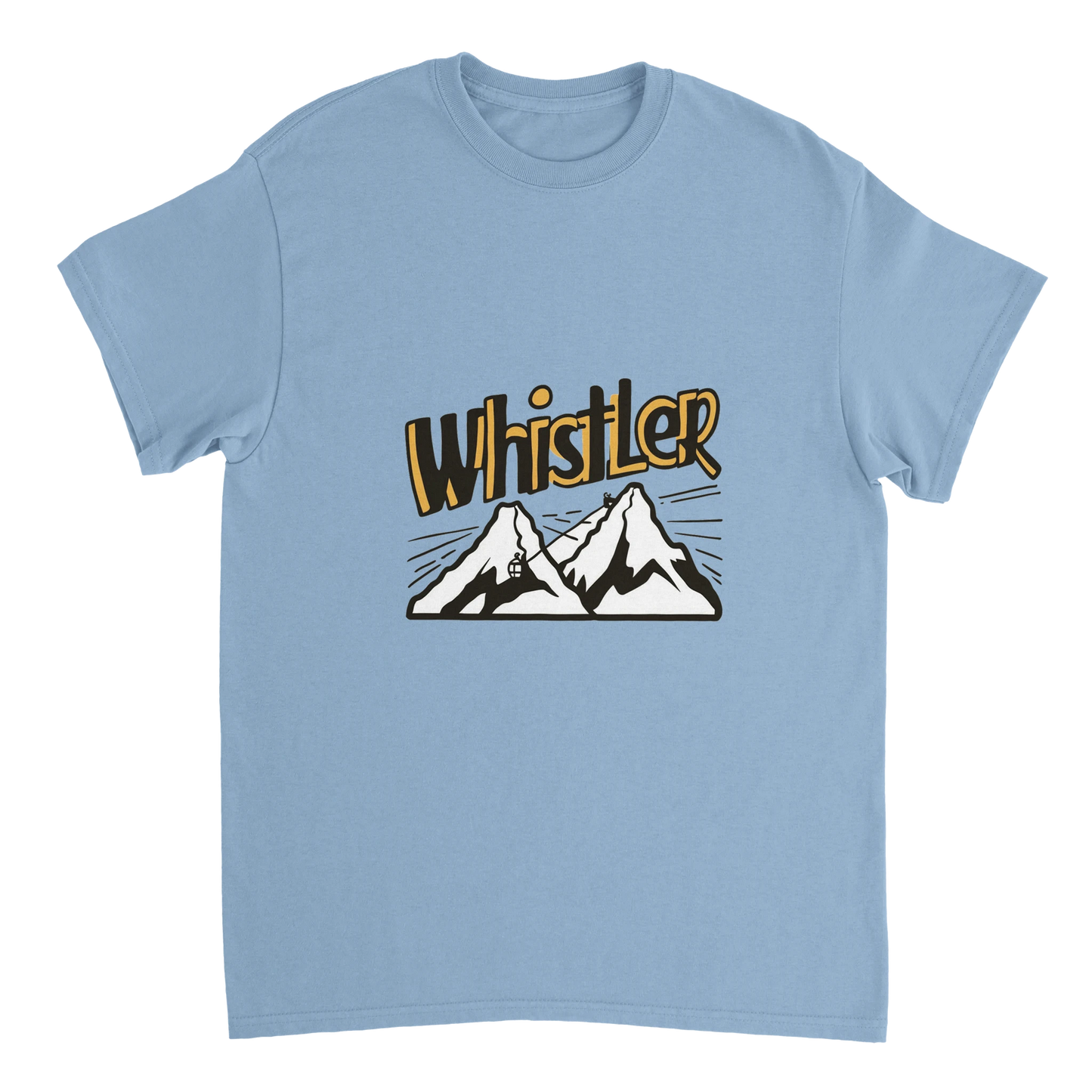 light blue Whistler Canada Unisex Travel T-Shirt perfect for travelers and gift seekers