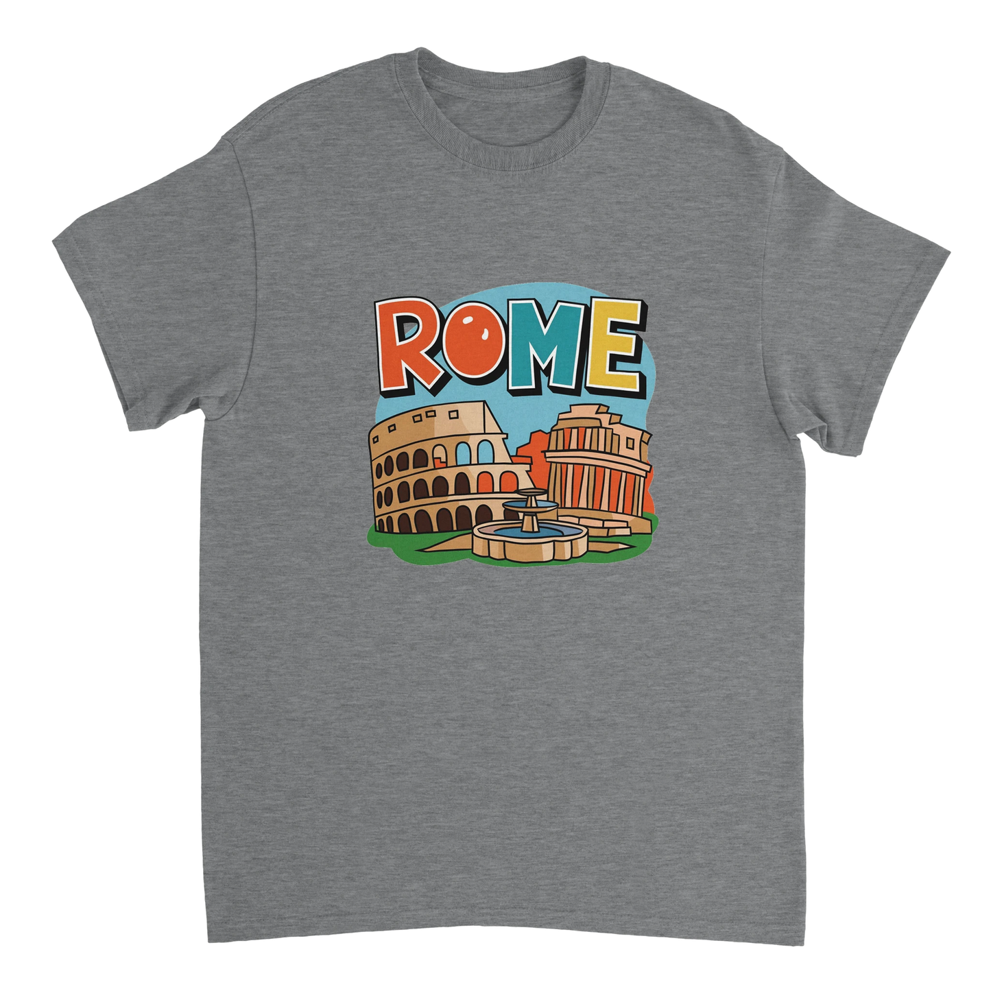 sport grey Rome Italy Unisex Travel T-Shirt featuring a man perfect for travelers and gift seekers