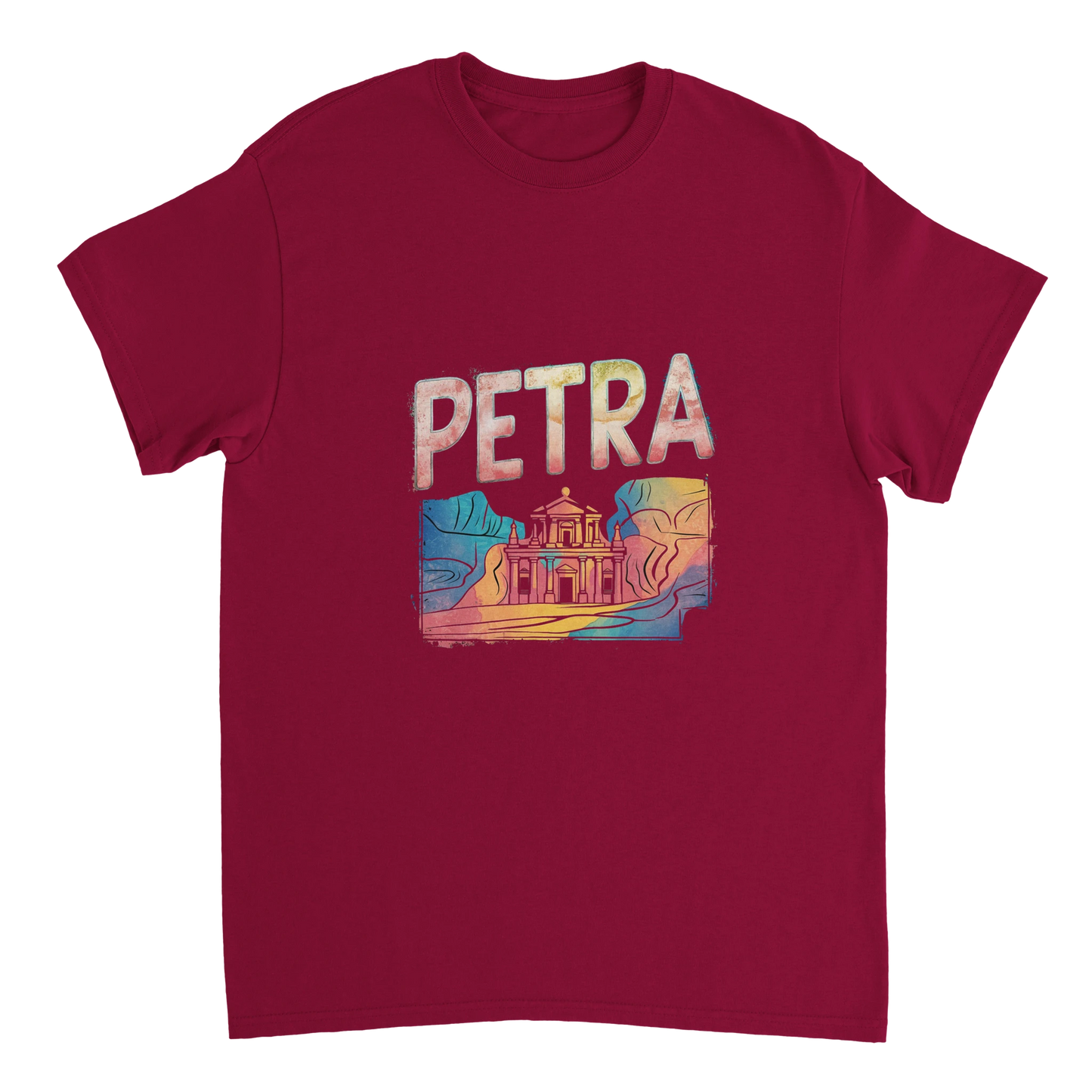 cardinal red Petra Jordan Unisex Travel T-Shirt perfect for travelers and gift seekers