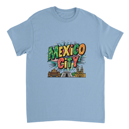 light blue Mexico City Unisex Travel T-Shirt perfect for travelers and gift seekers