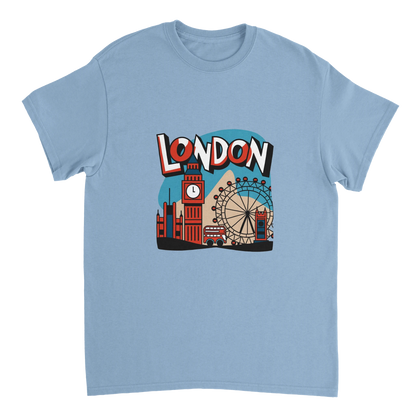 light blue London England Unisex Travel T-Shirt perfect for travelers and gift seekers