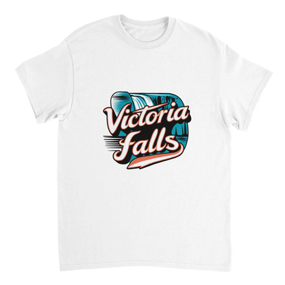 white Victoria Falls Unisex Travel T-Shirt perfect for travelers and gift seekers