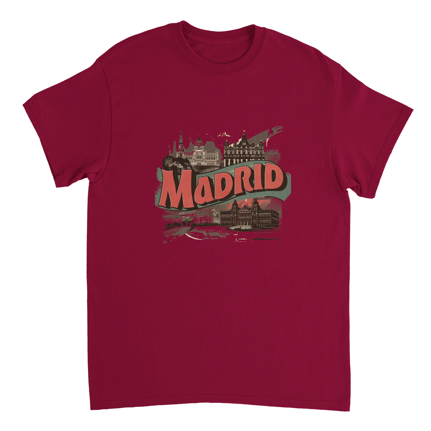 cardinal red Madrid Spain Unisex Travel T-Shirt perfect for travelers and gift seekers