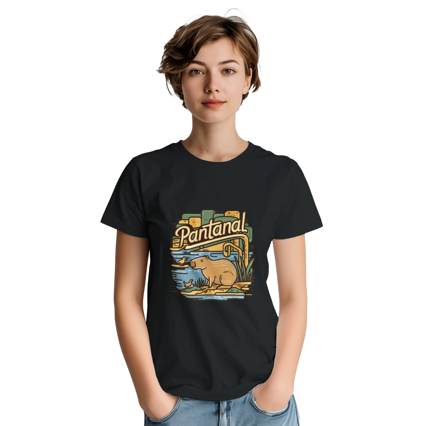 Pantanal Brazil Unisex Travel T-Shirt featuring a person perfect for travelers and gift seekers