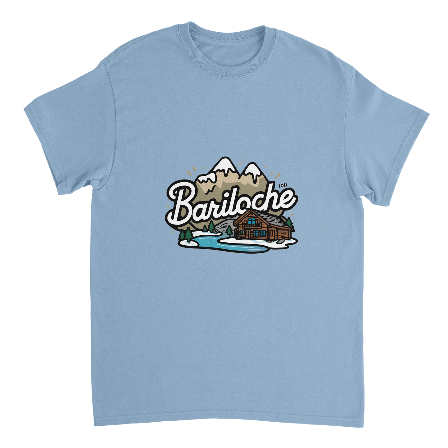 light blue Bariloche Argentina Unisex Travel T-Shirt perfect for travelers and gift seekers