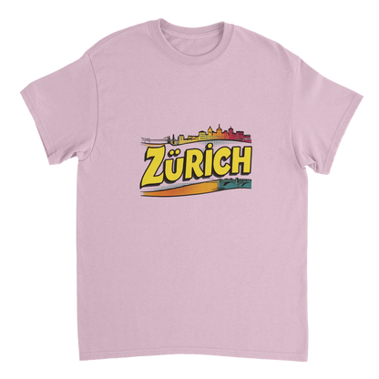 light pink Zurich Switzerland Unisex Travel T-Shirt perfect for travelers and gift seekers