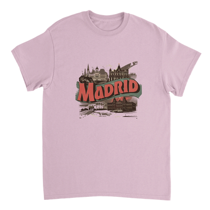 light pink Madrid Spain Unisex Travel T-Shirt perfect for travelers and gift seekers