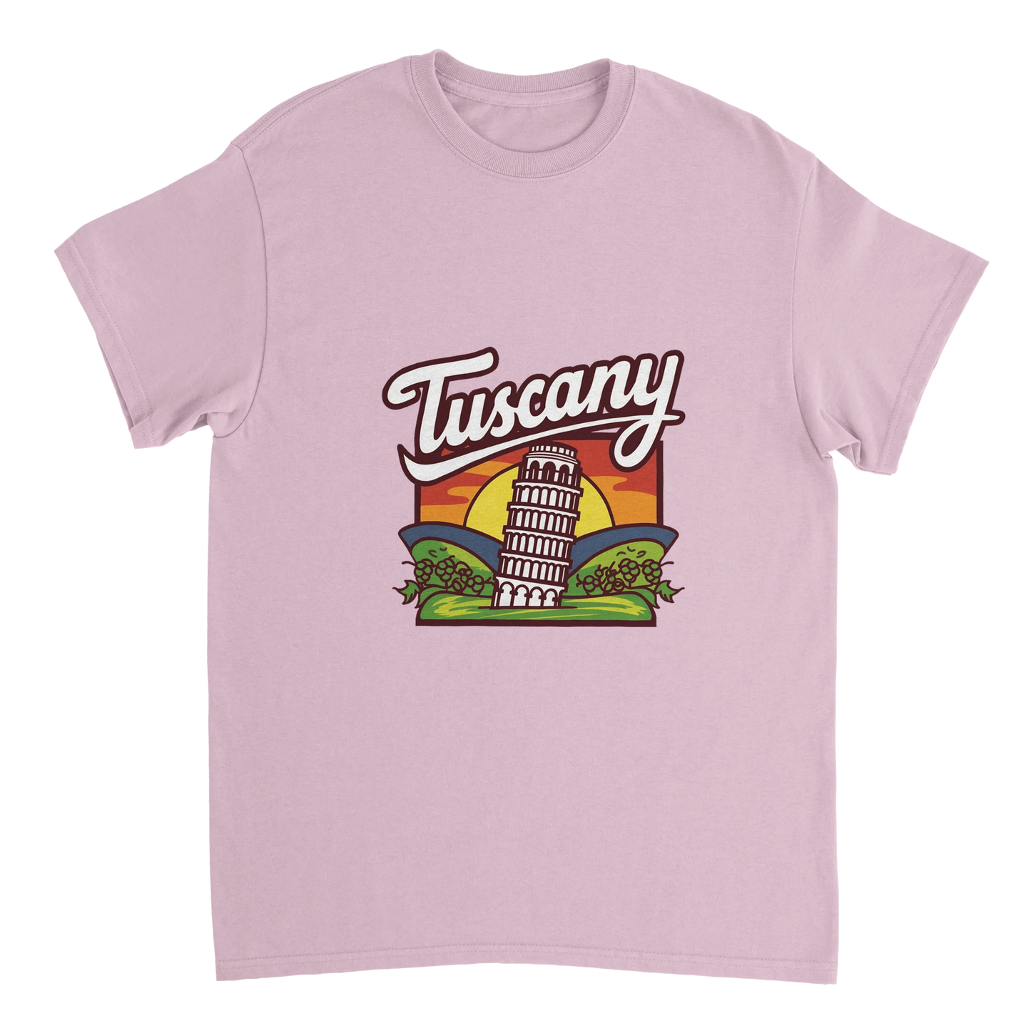 light pink Tuscany Italy Unisex Travel T-Shirt perfect for travelers and gift seekers
