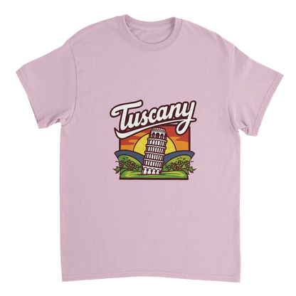 light pink Tuscany Italy Unisex Travel T-Shirt perfect for travelers and gift seekers
