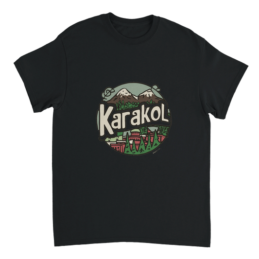 black Karakol Kyrgyzstan Unisex Travel T-Shirt perfect for travelers and gift seekers