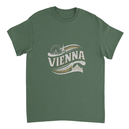 military green Vienna Austria Unisex Travel T-Shirt perfect for travelers and gift seekers